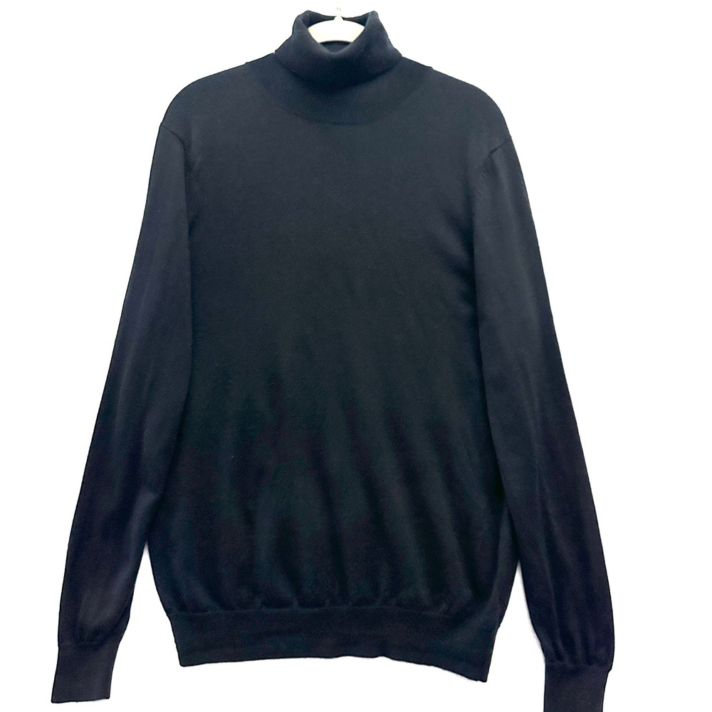Jos. A. Bank Traveler Mens M Black 100% Merino Wool Turtleneck Sweater
